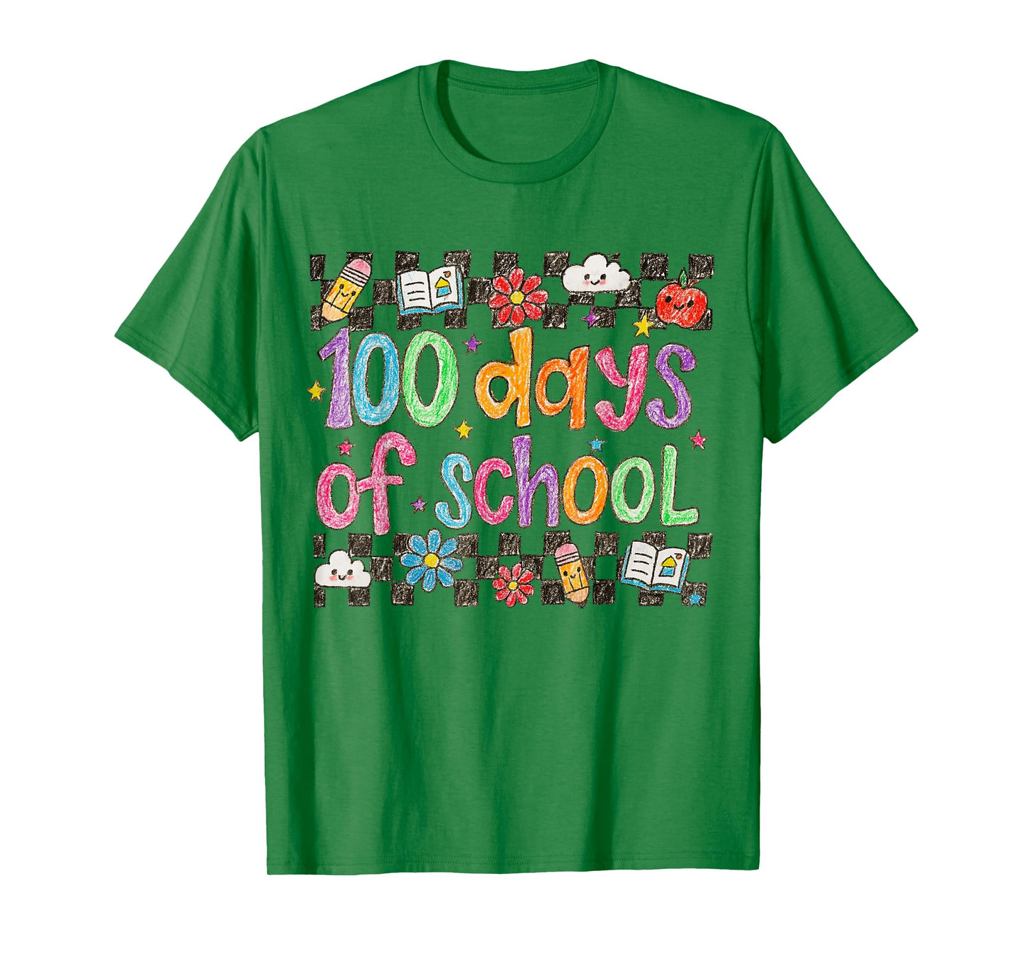 100 Days of School Crayon Handwriting Style Teacher T-Shirt