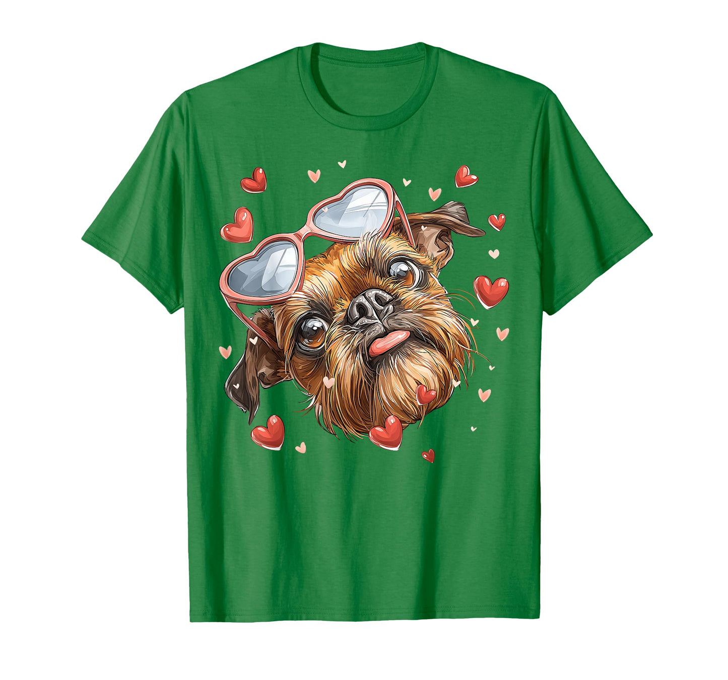 Brussels Griffon Dog Valentine's Day Heart Sunglasses T-Shirt
