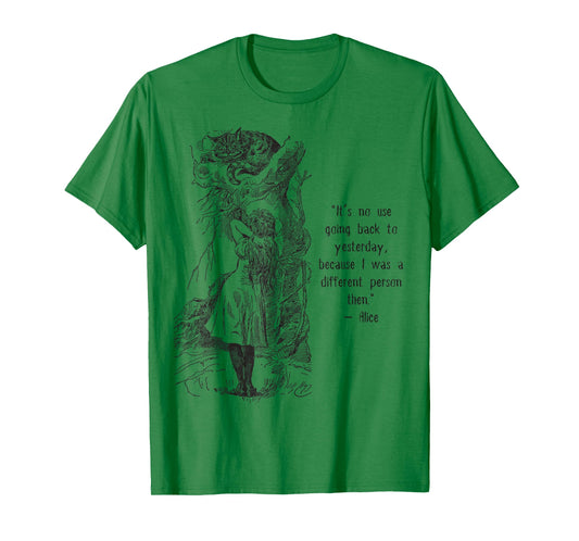 Alice Adventures Wonderland Vintage Book Quote Lewis Carrol T-Shirt