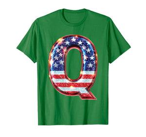 American Flag Letter Q Patriotic Alphabet T Shirt T-Shirt