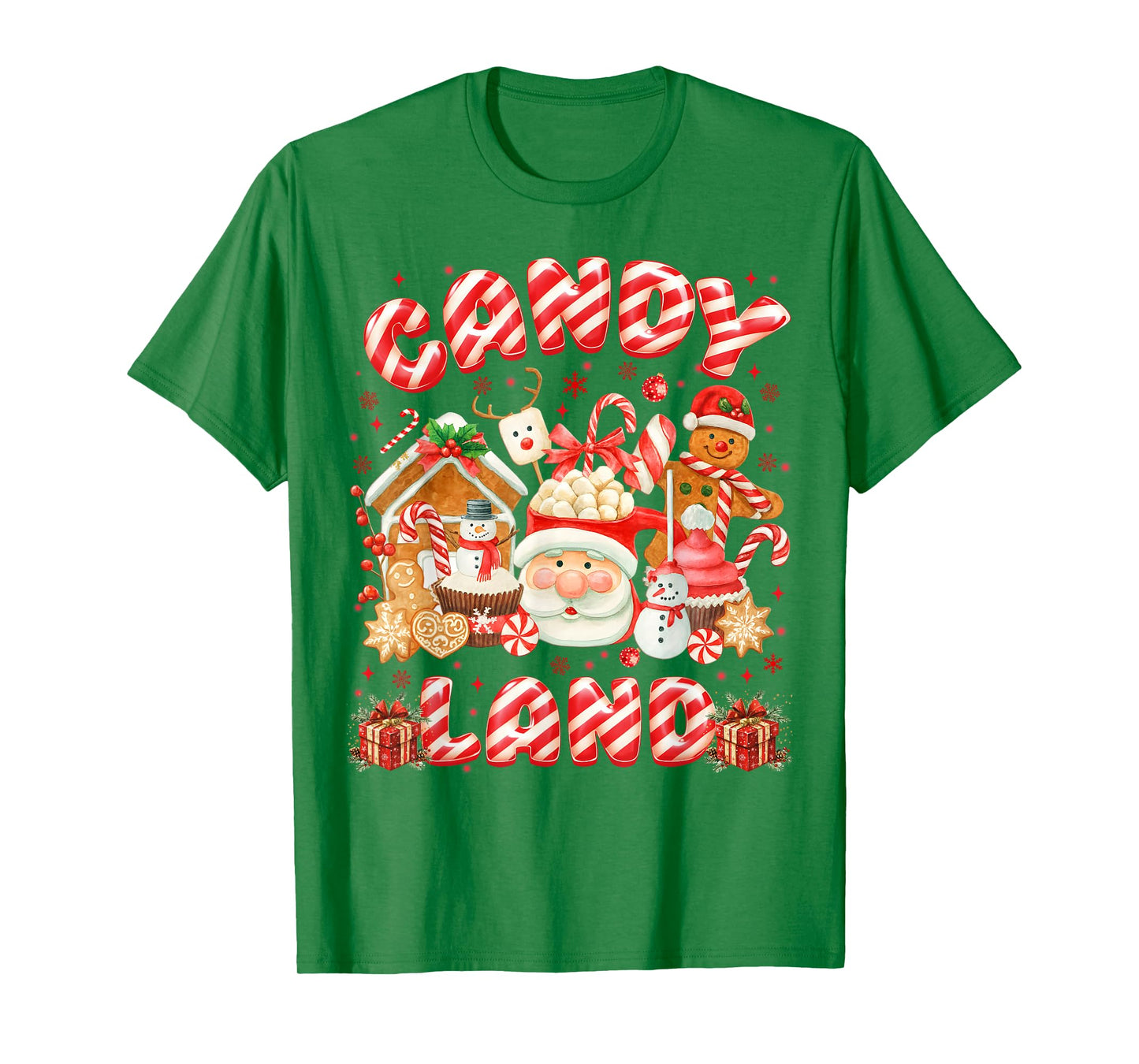 Vintage Candy Cane Land Santa PJs Christmas Xmas Girl Women T-Shirt