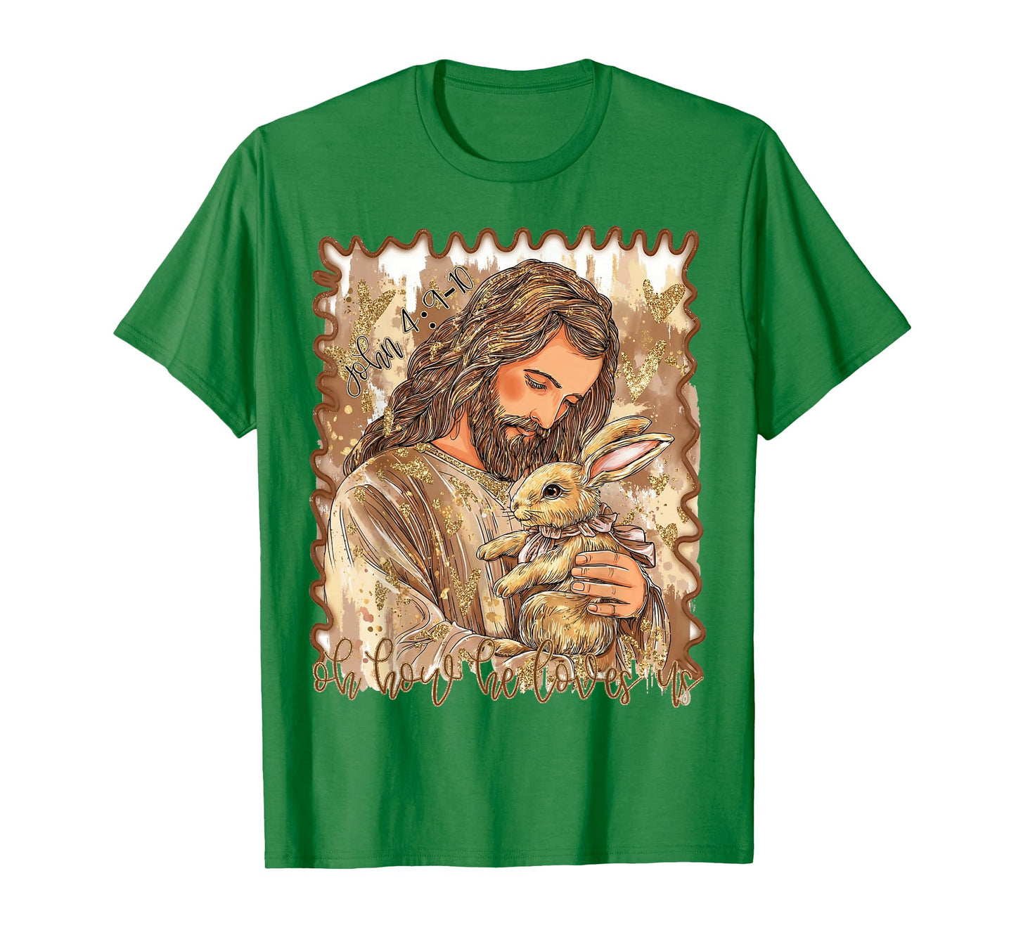 Oh How He Loves Us Christian He is Risen Jesus Bunny Easter T-Shirt