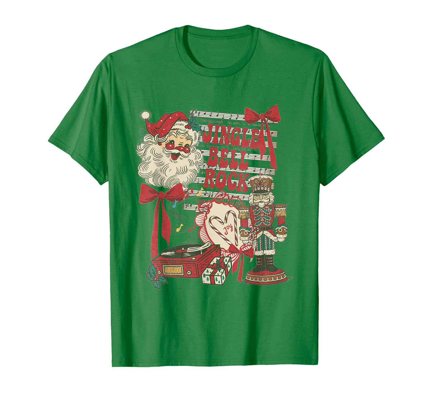 Vintage Funny Retro Christmas Collage Jingle Bell Rock Santa T-Shirt