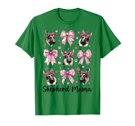 Shepherd Mama German Shepherd Mom Mother's Day Coquette Bow T-Shirt