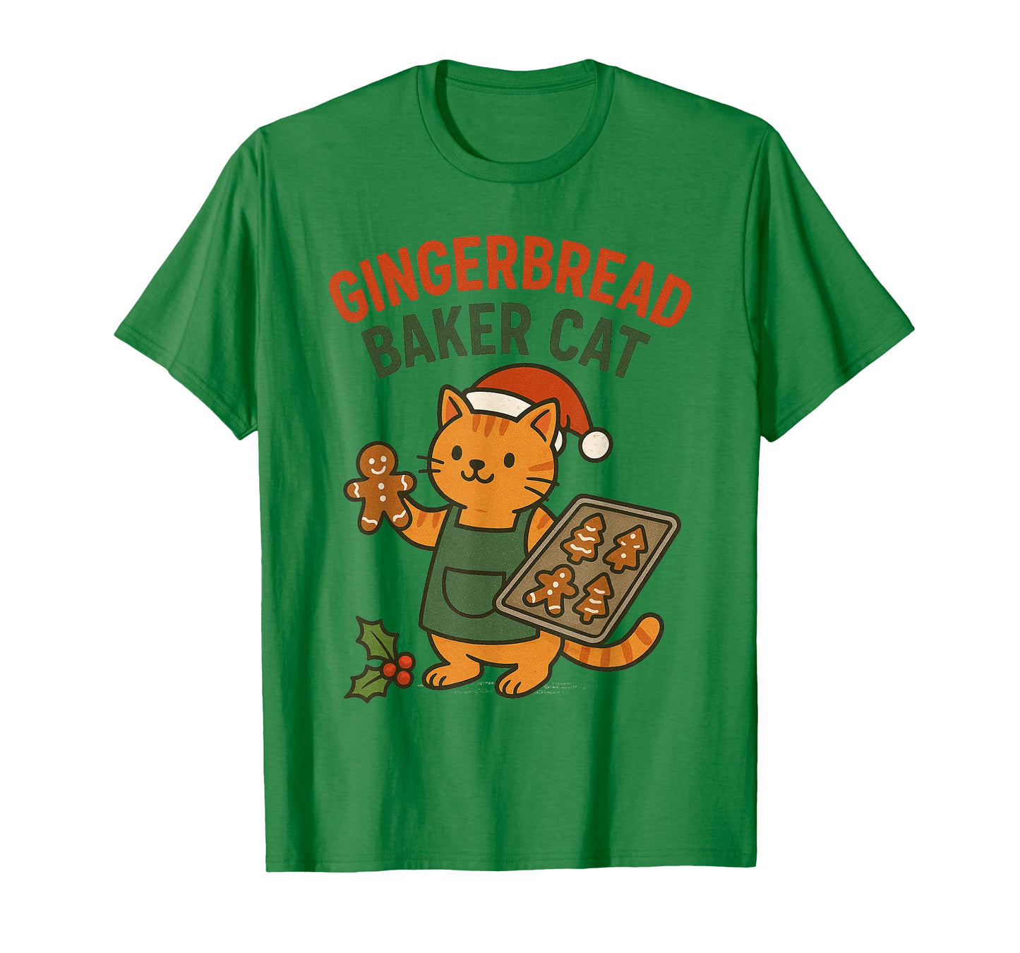 Gingerbread Baker Cat Christmas Cookie Lover T-Shirt