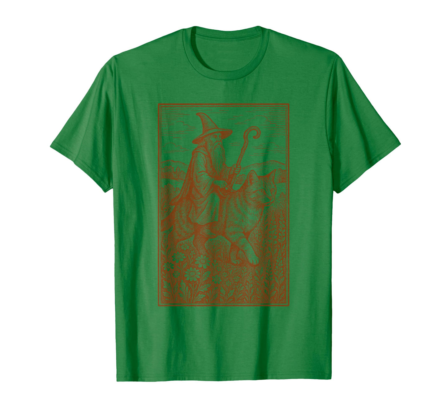 Wizard Riding Cat Castlecore Renaissance Medieval Fair T-Shirt