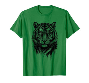 Tiger Ink Art Grunge Aesthetic Jungle Predator Portrait T-Shirt