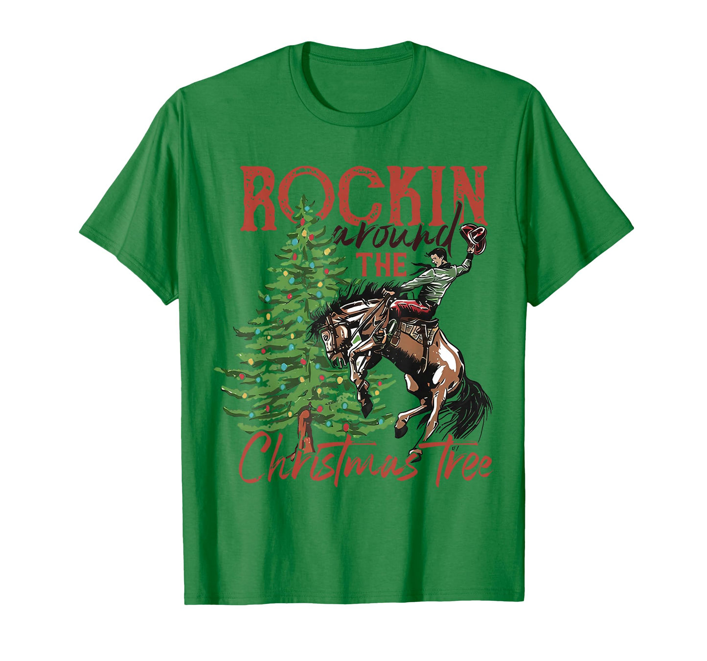 Rocking Around The Christmas Tree Santa Rock and Roll Guitar T-Shirt