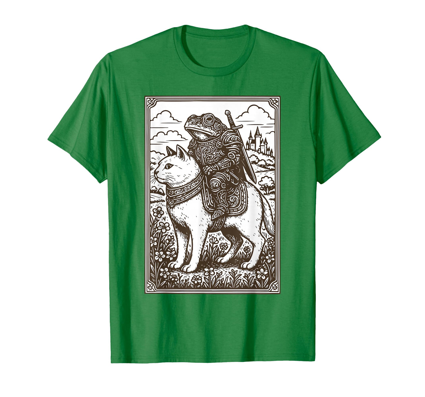 Retro Funny Medieval Frog On Cat Weird Stuff Unhinged Meme T-Shirt