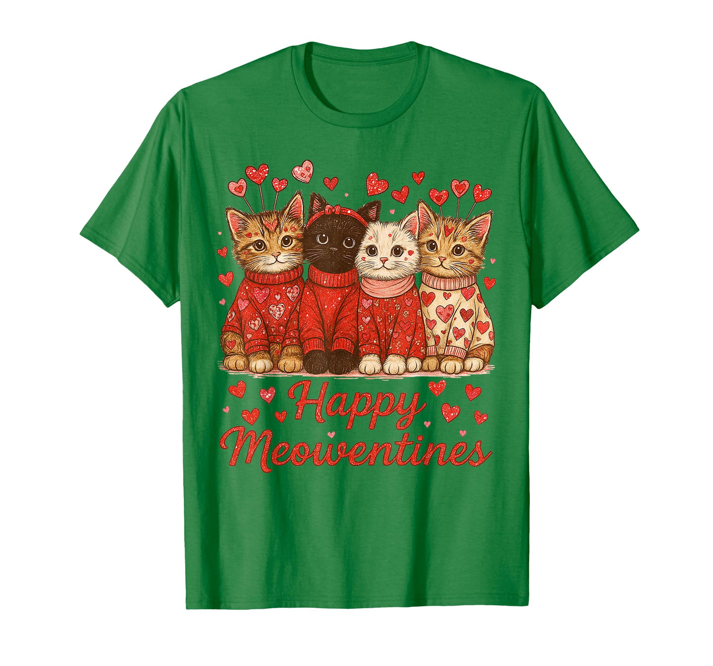 Happy Meowentines Cute Valentine Cat Lover Cat Mom Women Kid T-Shirt