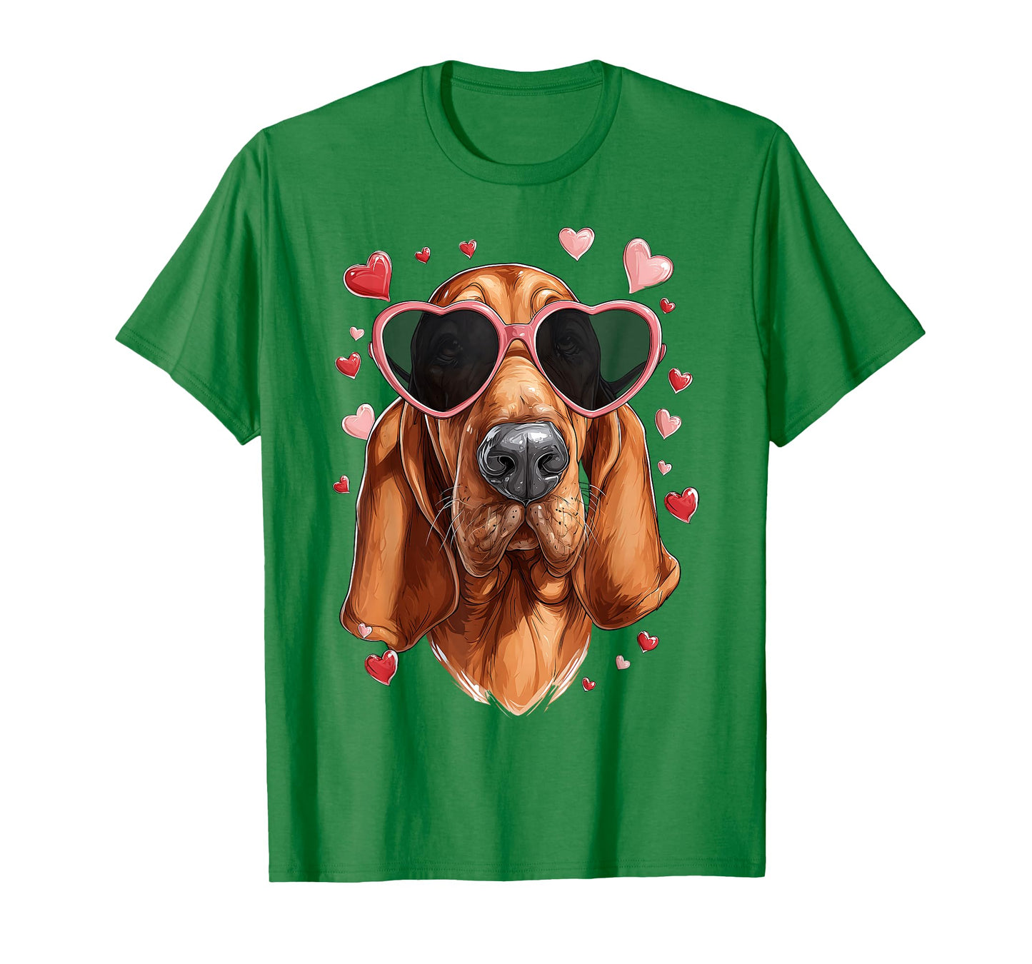 Bloodhound Dog Valentine's Day Heart Sunglasses T-Shirt