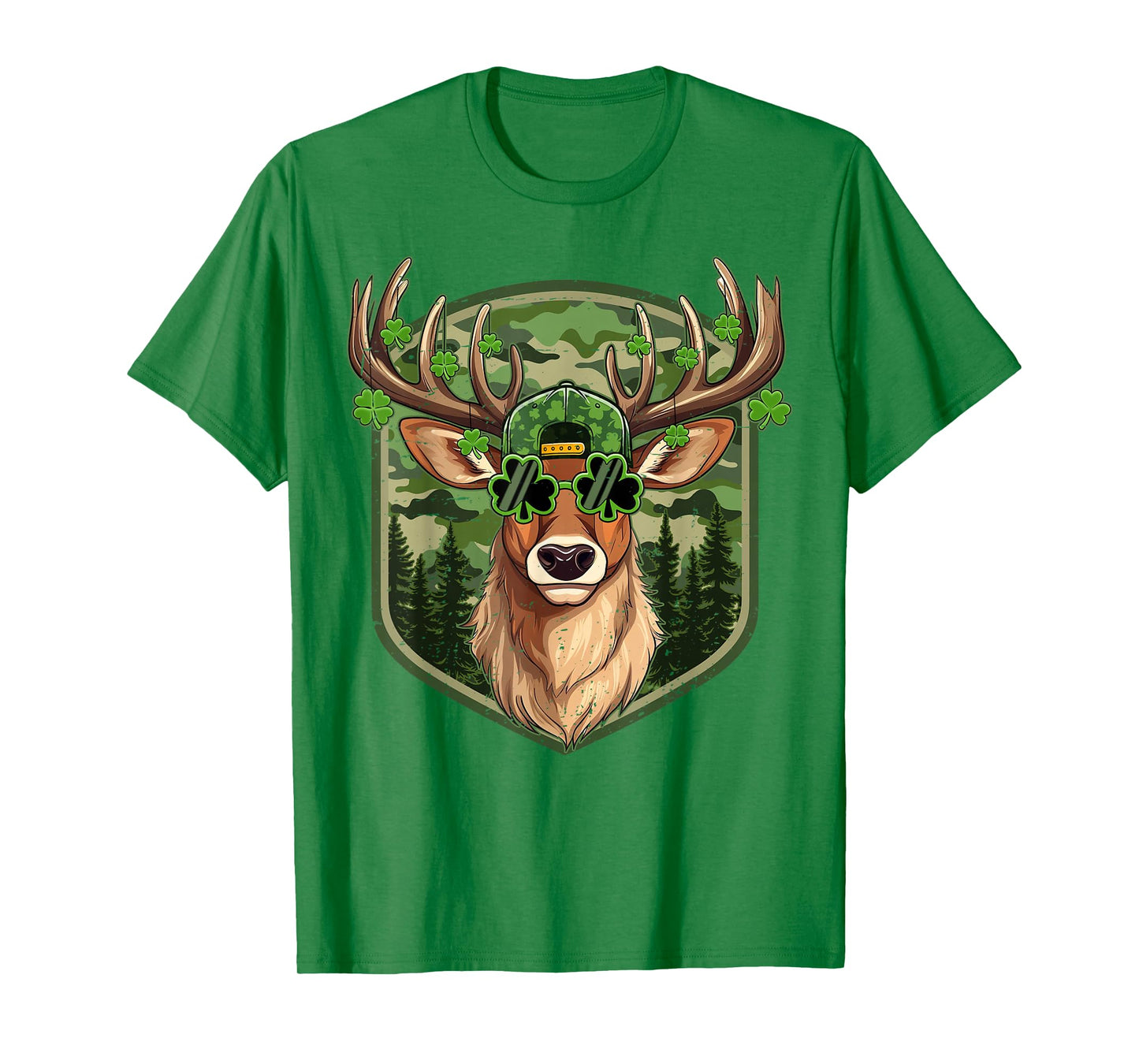 St Patricks Day Buck Camo Deer Retro Hunting Boys Cap Men T-Shirt