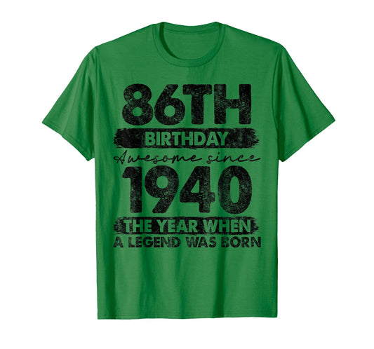 86 Year Old Gifts Vintage 1940 Limited Edition 86th Birthday T-Shirt