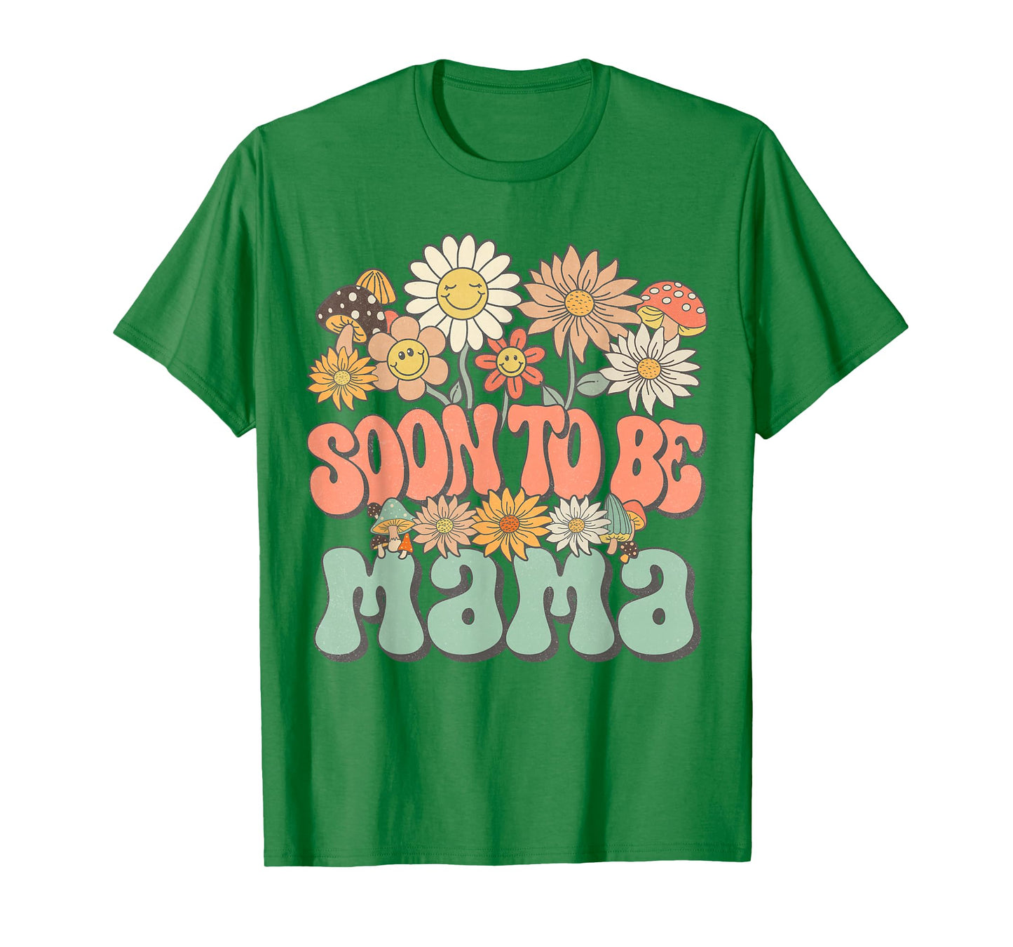 Soon to Be Mama Expecting Baby Pregnancy Groovy Wildflower T-Shirt