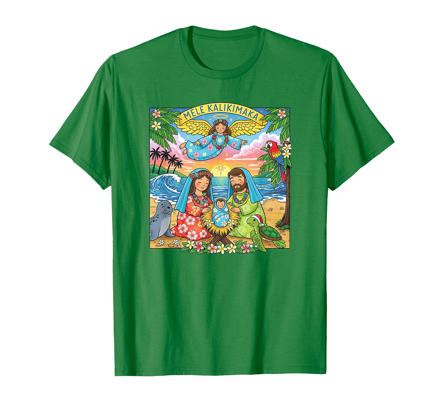 Hawaiian Christmas Nativity Mele Kalikimaka Christian T-Shirt