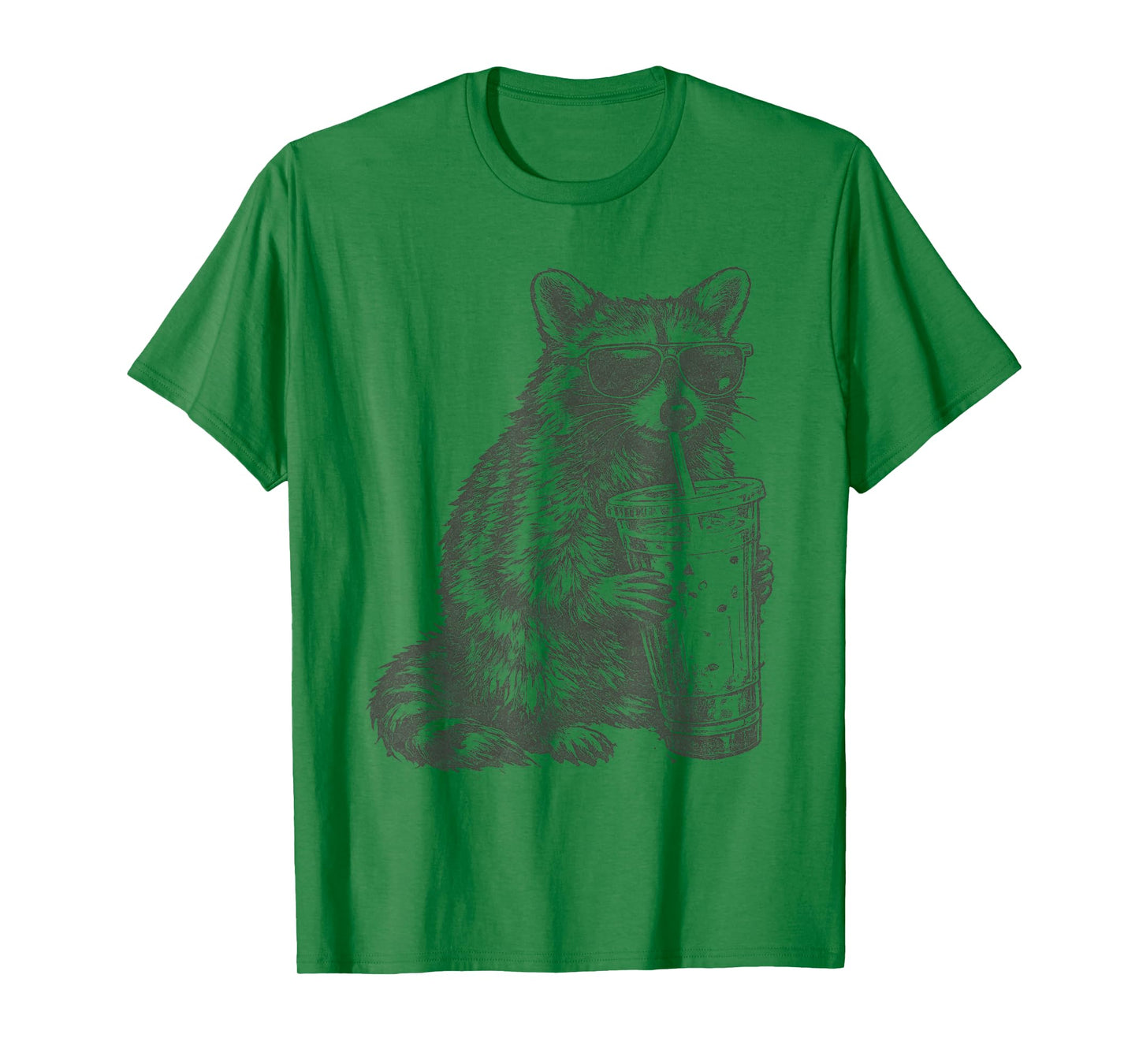 Raccoon Drinking Iced Coffee Funny for Men, Women, and Kids T-Shirt