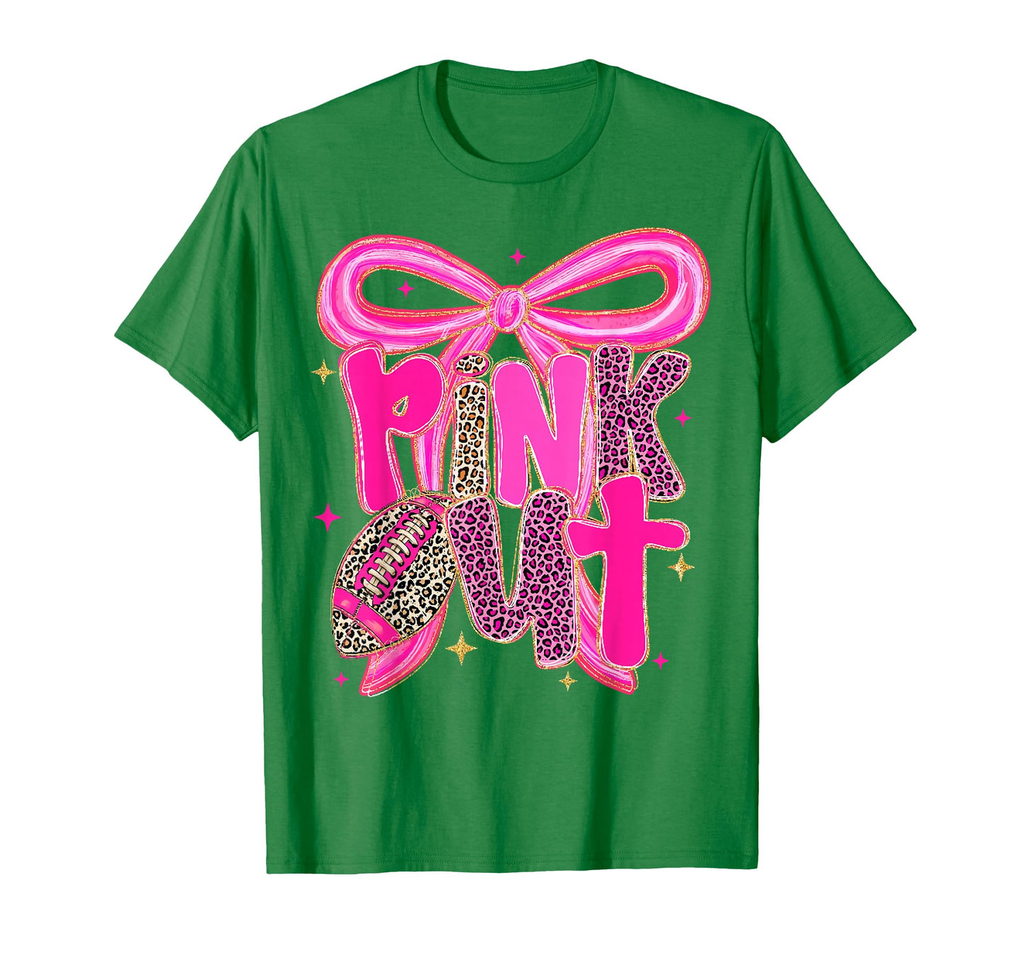 Pink Out Breast Cancer Awareness Football Bow Aesthetic T-Shirt