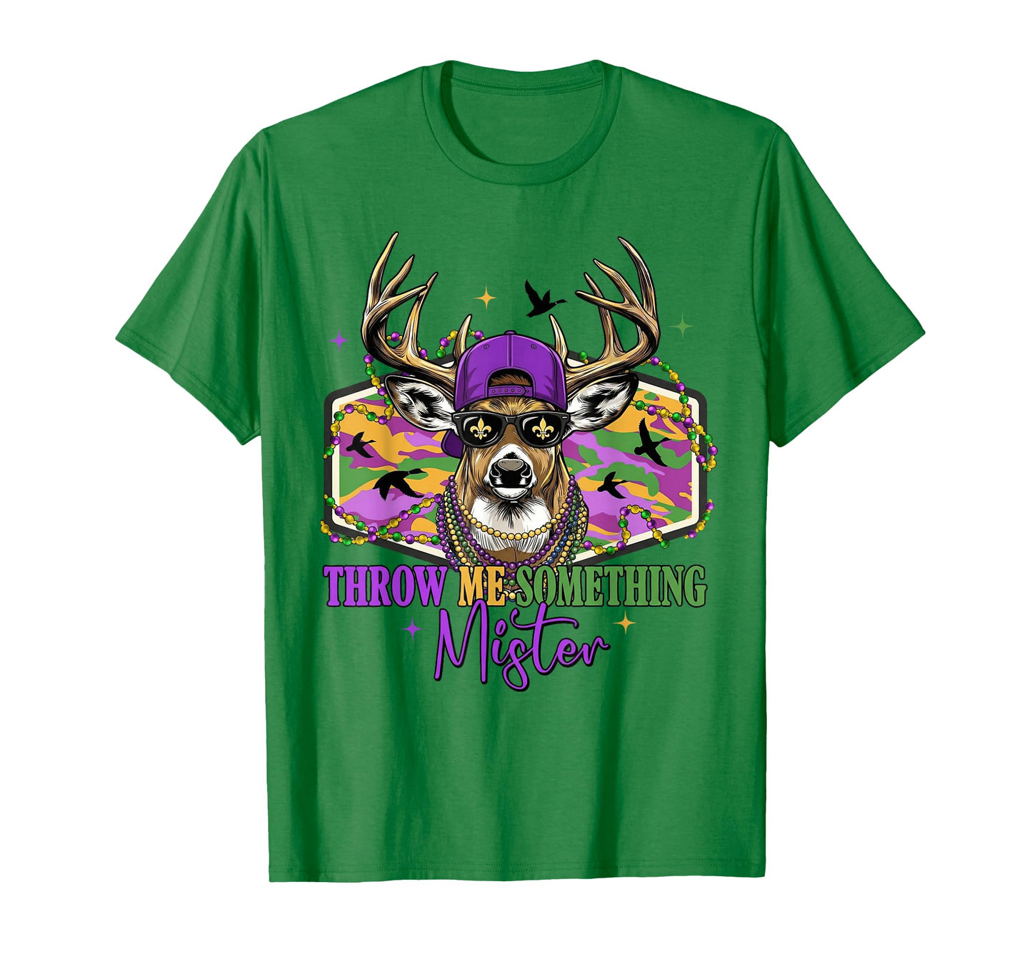 Throw Retro Me Something Mister Camo Deer Hunting Mardi Gras T-Shirt