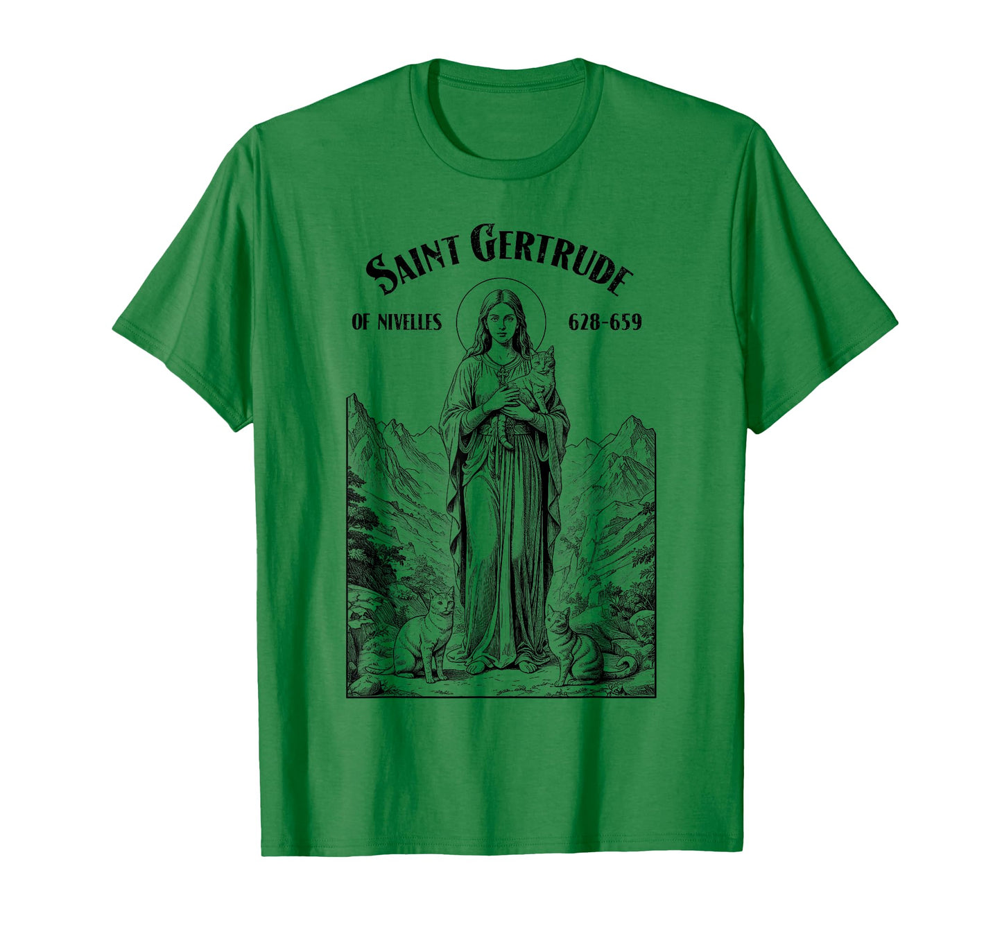 Cats Patron Saint Gertrude Vintage Funny Feline Cat Lovers T-Shirt