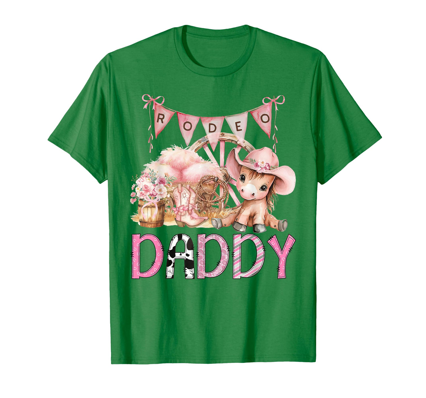 Rodeo Daddy Pink Cowgirl Coquette 1St Birthday Girl T-Shirt