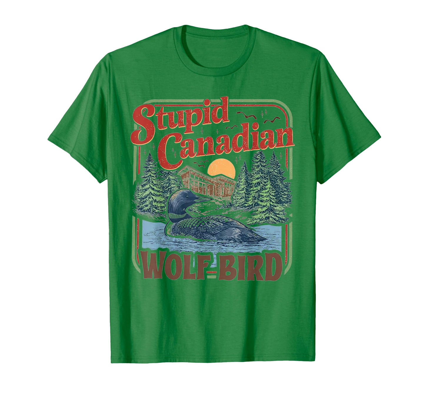 Stupid Canadian Wolf Bird Heated Hockey Meme Inspired T-Shirt