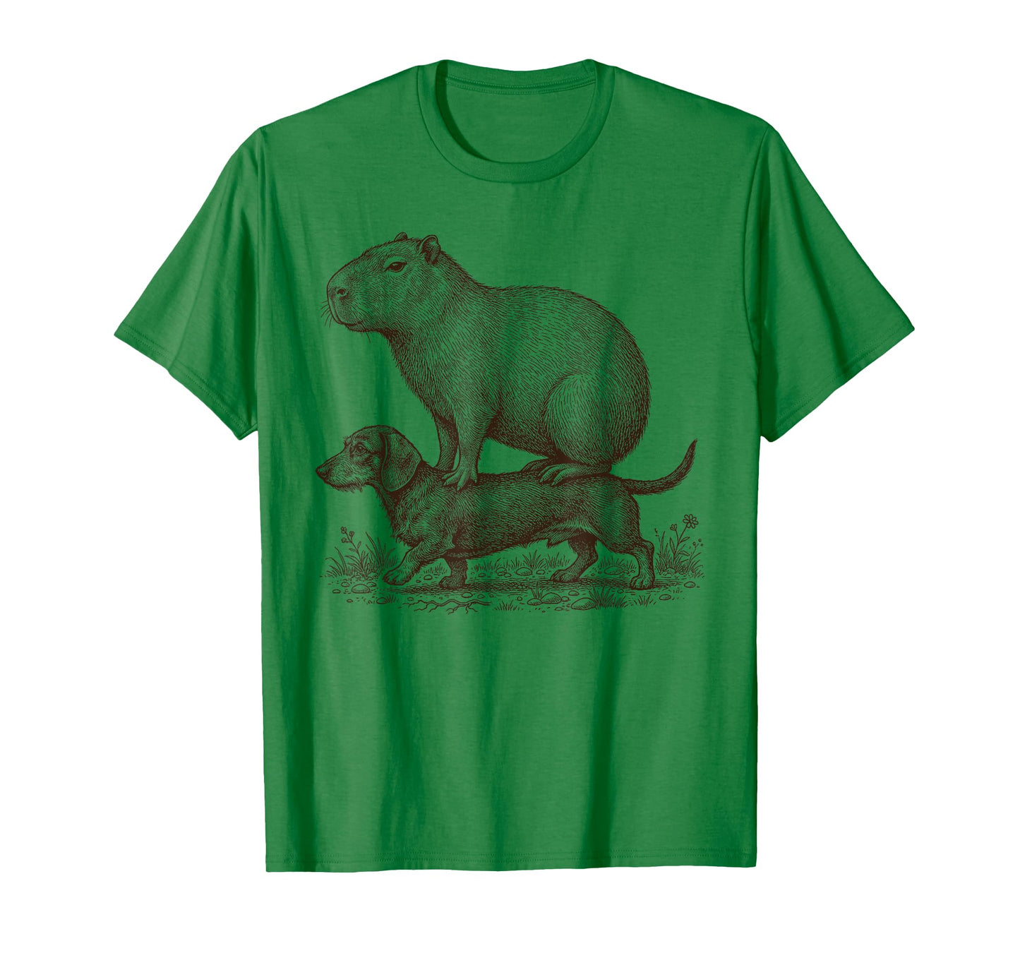 Funny Vintage Capybara Riding Wiener Dachshund Dog Lover T-Shirt