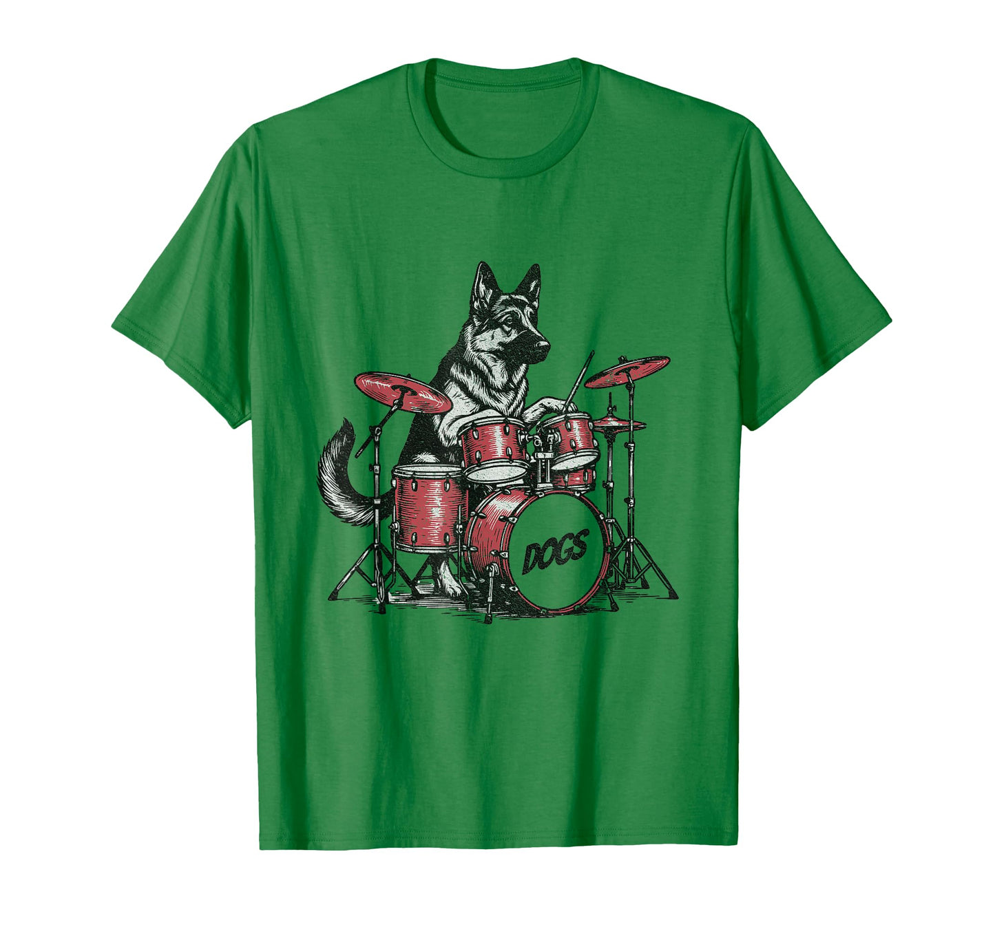 Vintage German Shepard Dog Playing Drums T-Shirt