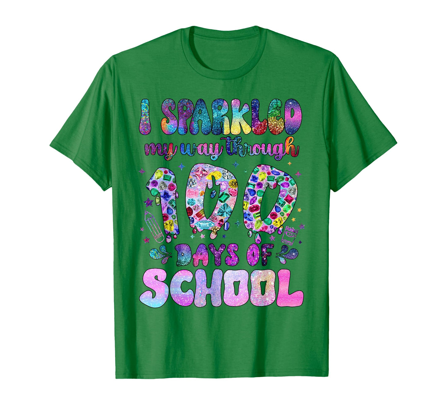 I Sparkled My Way Through 100 Days of School Girl Teacher T-Shirt