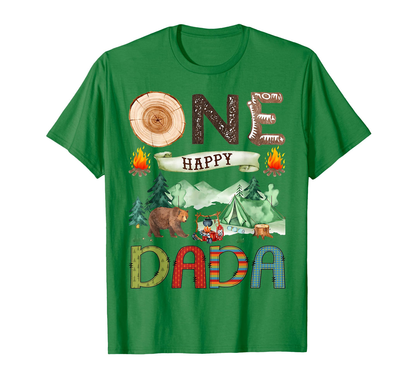 One Happy Dada Camper 1st Birthday Boy Camping Bear T-Shirt