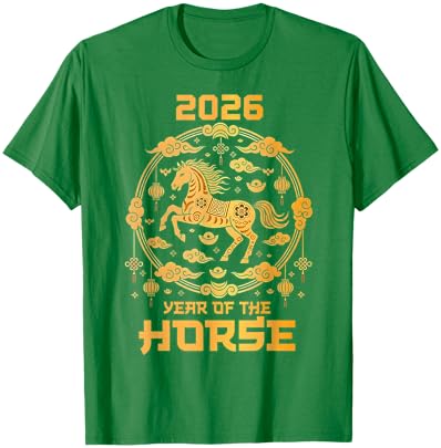 2026 Year of The Horse Happy Lunar New Year 2026 T-Shirt - T-Shirt | Irish Green