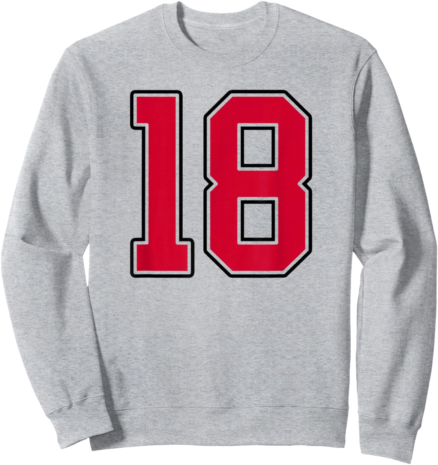 Red and Black Number 18 Jersey Player Uniform #18 Sweatshirt - Sweatshirt | Ash