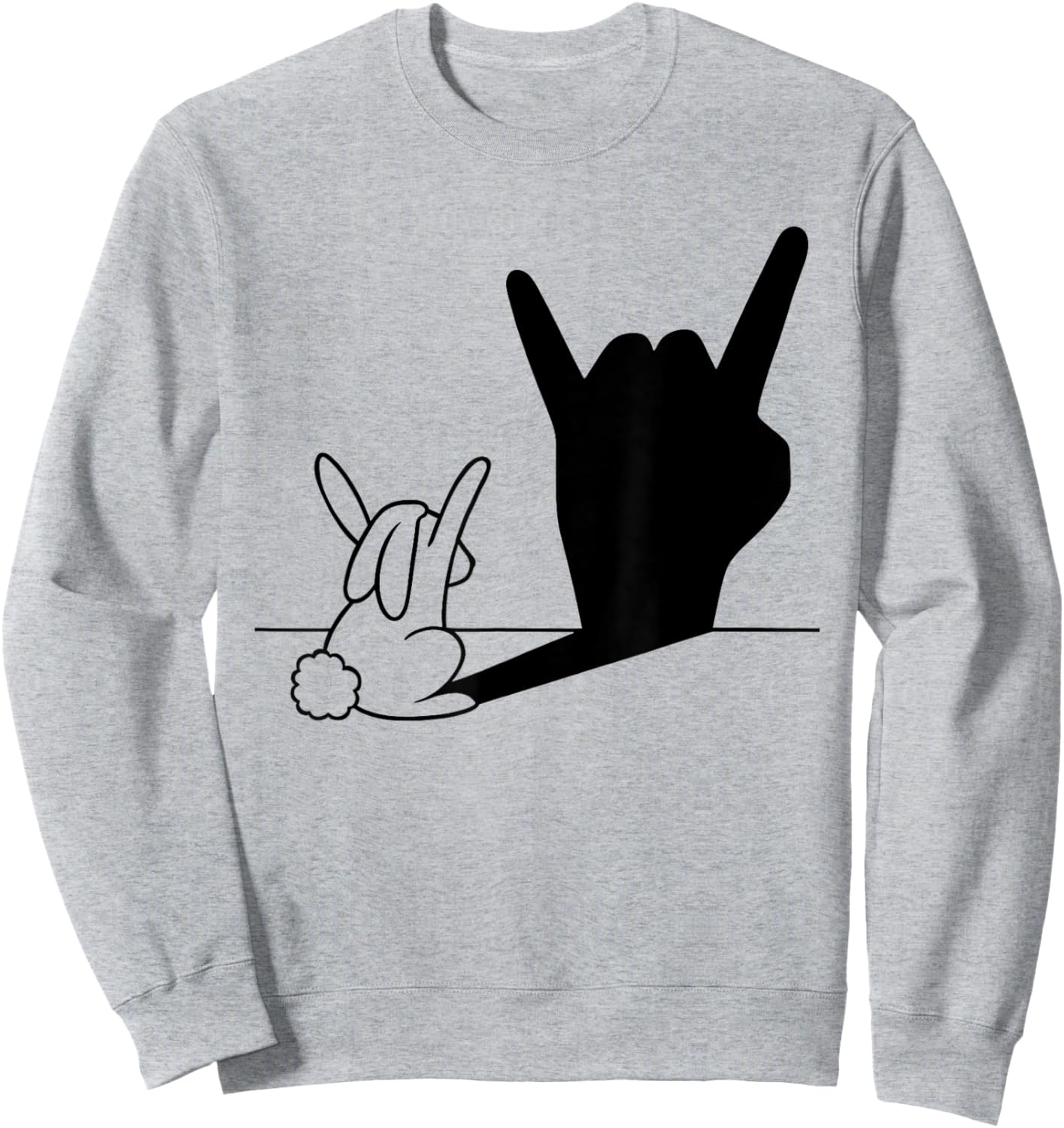 Music Lover Music Band Rabbit Rock n Roll Hand Shadow Sweatshirt - Sweatshirt | Ash