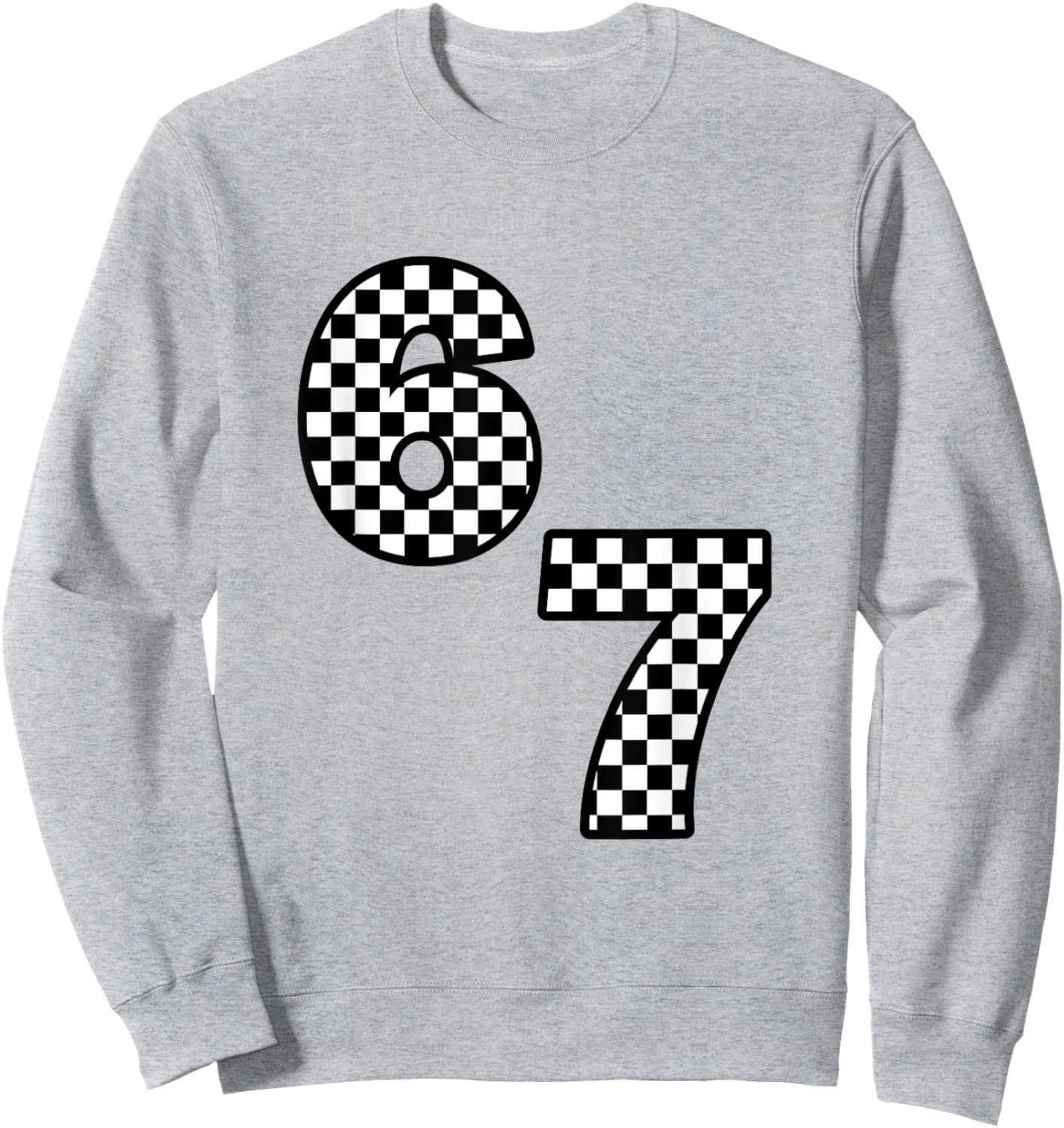 Funny Six Seven Hand 6 7 Meme Gen Alpha Slang Checkerboard Sweatshirt - Sweatshirt | Ash