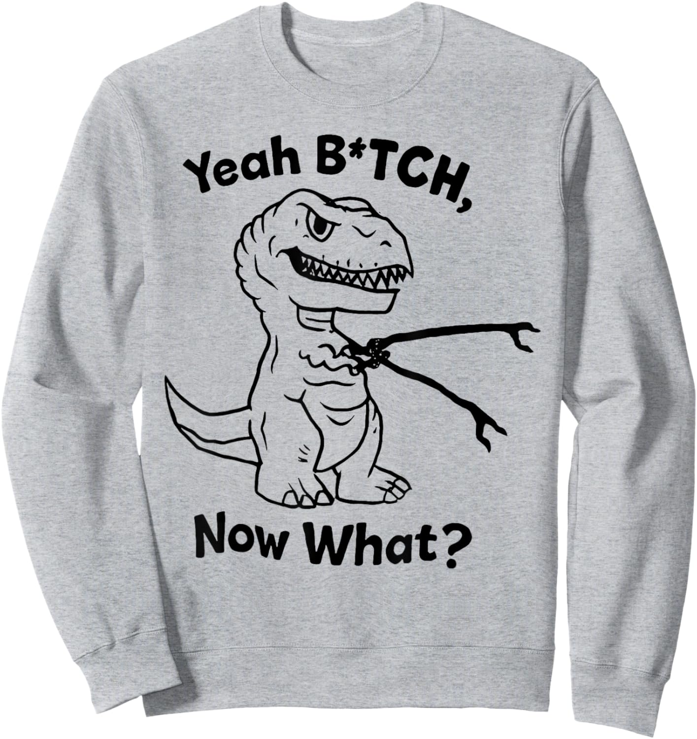 Dinosaur T rex - Yeah Bitch Now What Sweatshirt - Sweatshirt | Ash