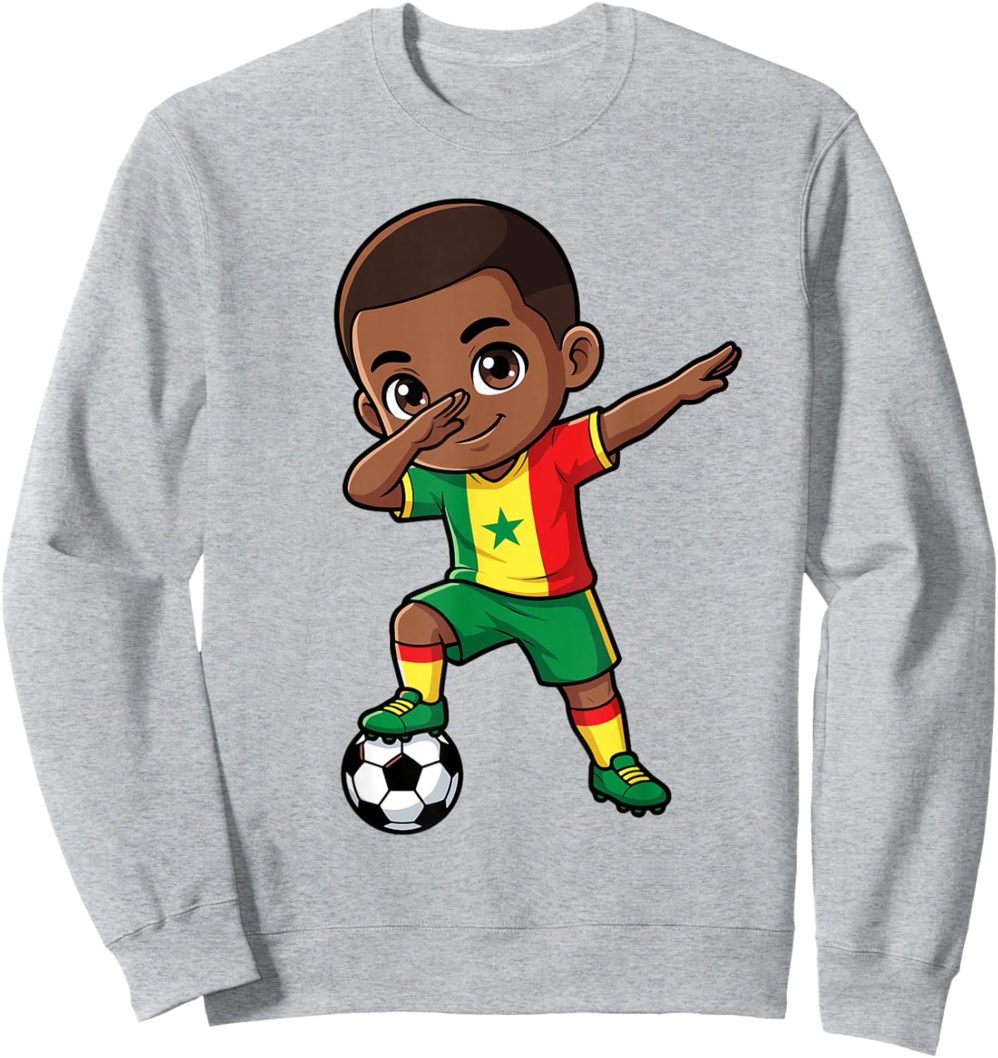 Senegal Dab Kid Cartoon Senegalese Flag for Boys Kids Sweatshirt - Sweatshirt | Ash