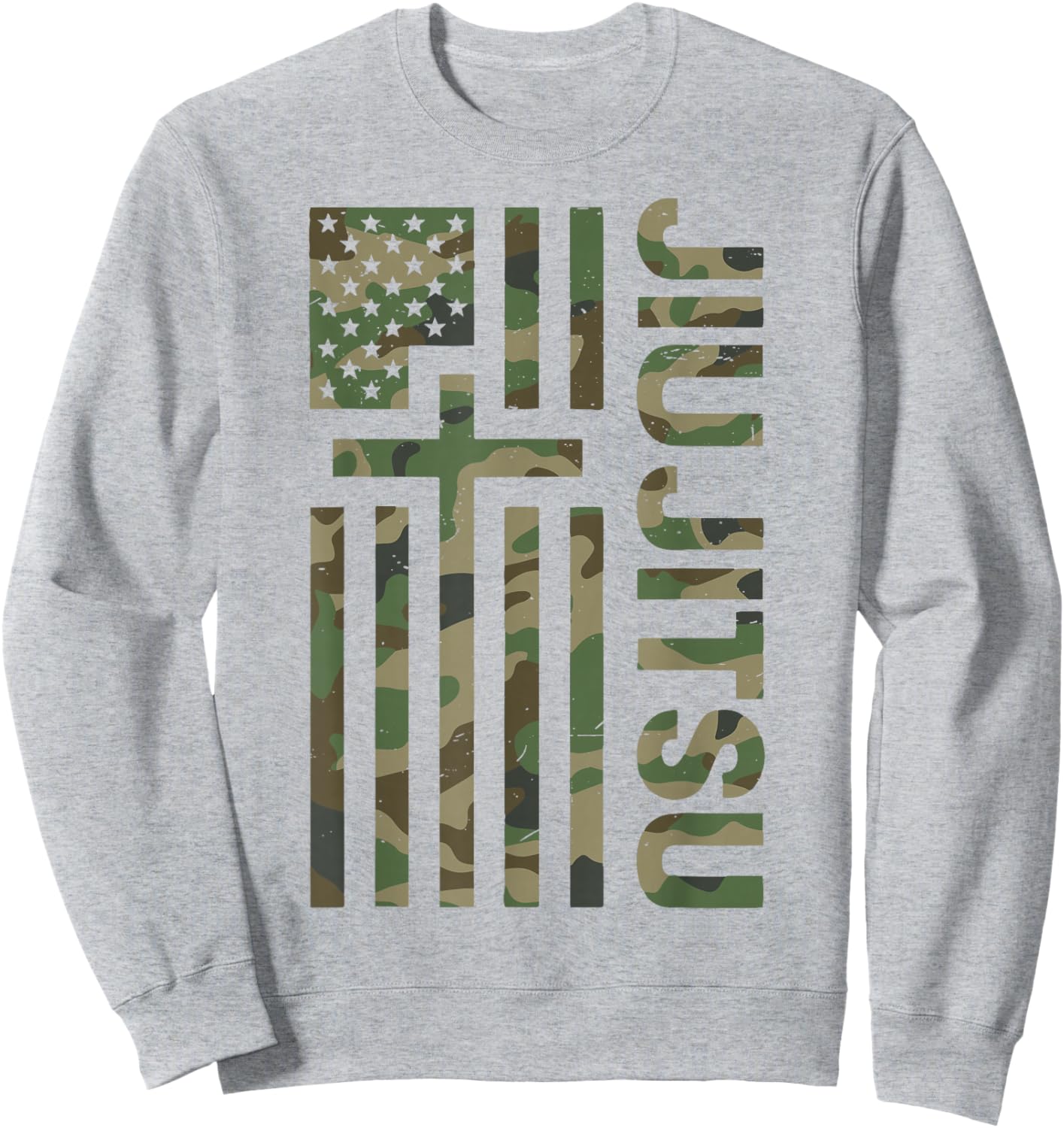 Camo Jiu Jitsu American Flag Christian Cross Jesus Teen Boys Sweatshirt - Sweatshirt | Ash
