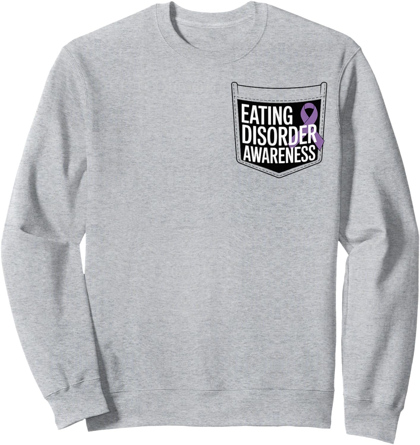 Eating Disorder Awareness Pocket Wear Periwinkle Ribbon Sweatshirt - Sweatshirt | Ash