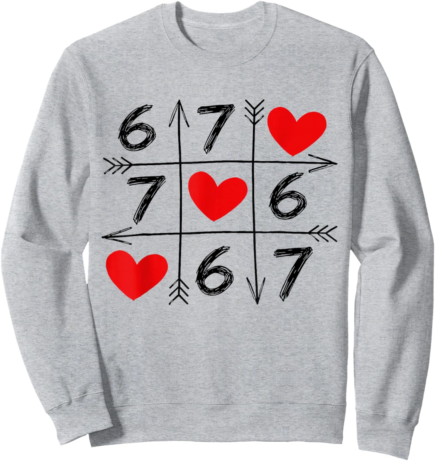 Valentine’s Day 67 Six Seven Meme Love 6 7 Heart Couple Sweatshirt - Sweatshirt | Ash