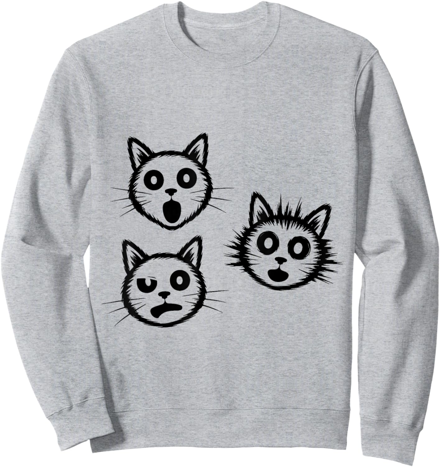 Funny Sketchy Cat Pet Energy Minimal Line Art Drawing Style Sweatshirt - Sweatshirt | Ash