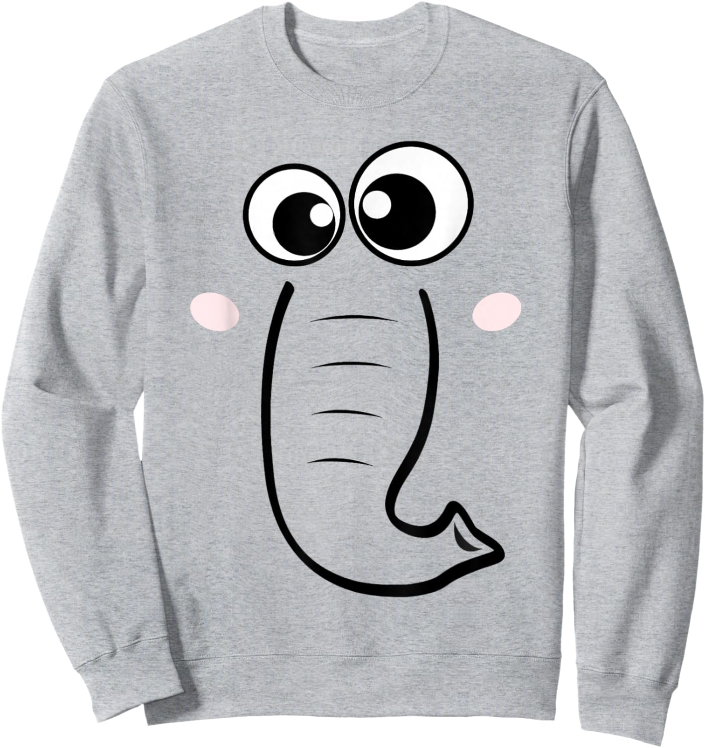 Cute Elephant Face Cartoon Style Easy Halloween Costume Sweatshirt - Sweatshirt | Ash