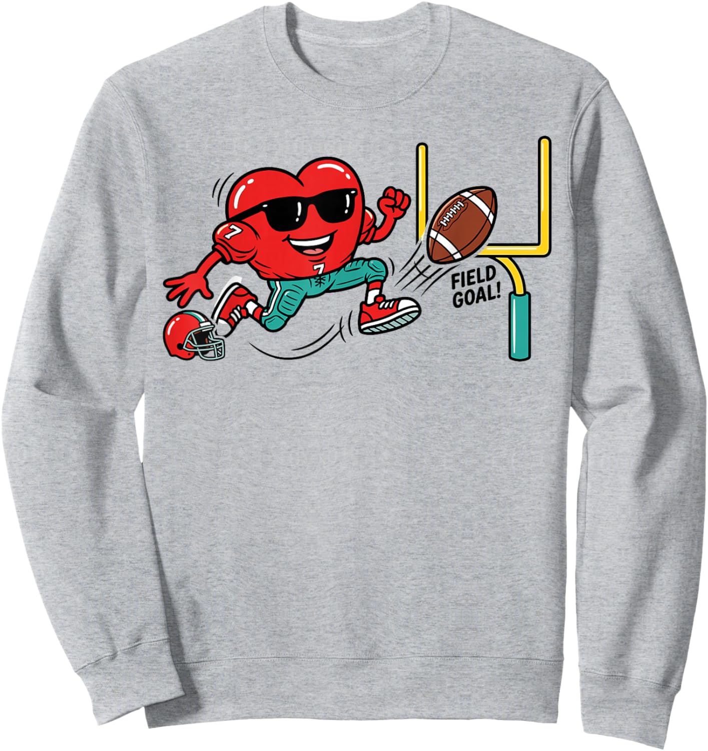 Heart Valentines Day Football Men Boys Kids Teens Sweatshirt - Sweatshirt | Ash