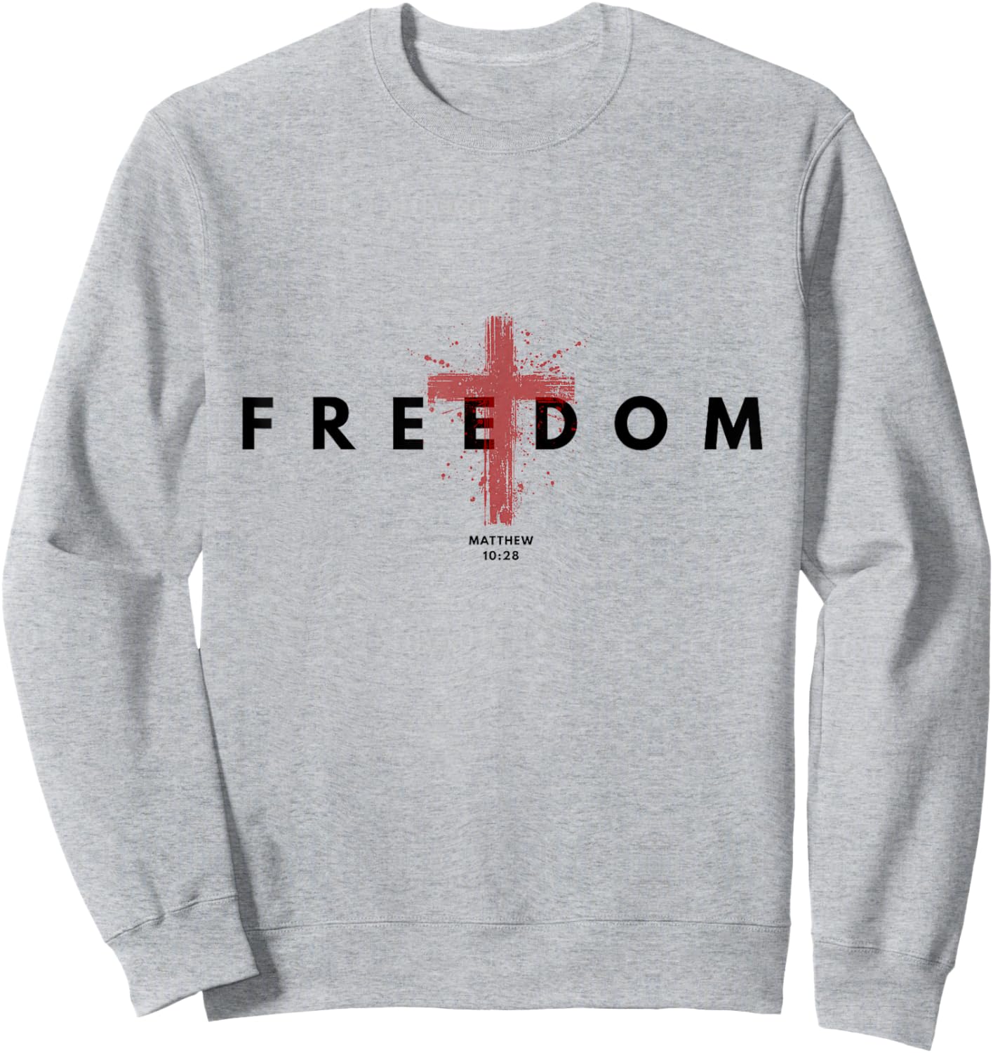 Freedom American Patriotic with Cross 1st Amendment Sweatshirt - Sweatshirt | Ash