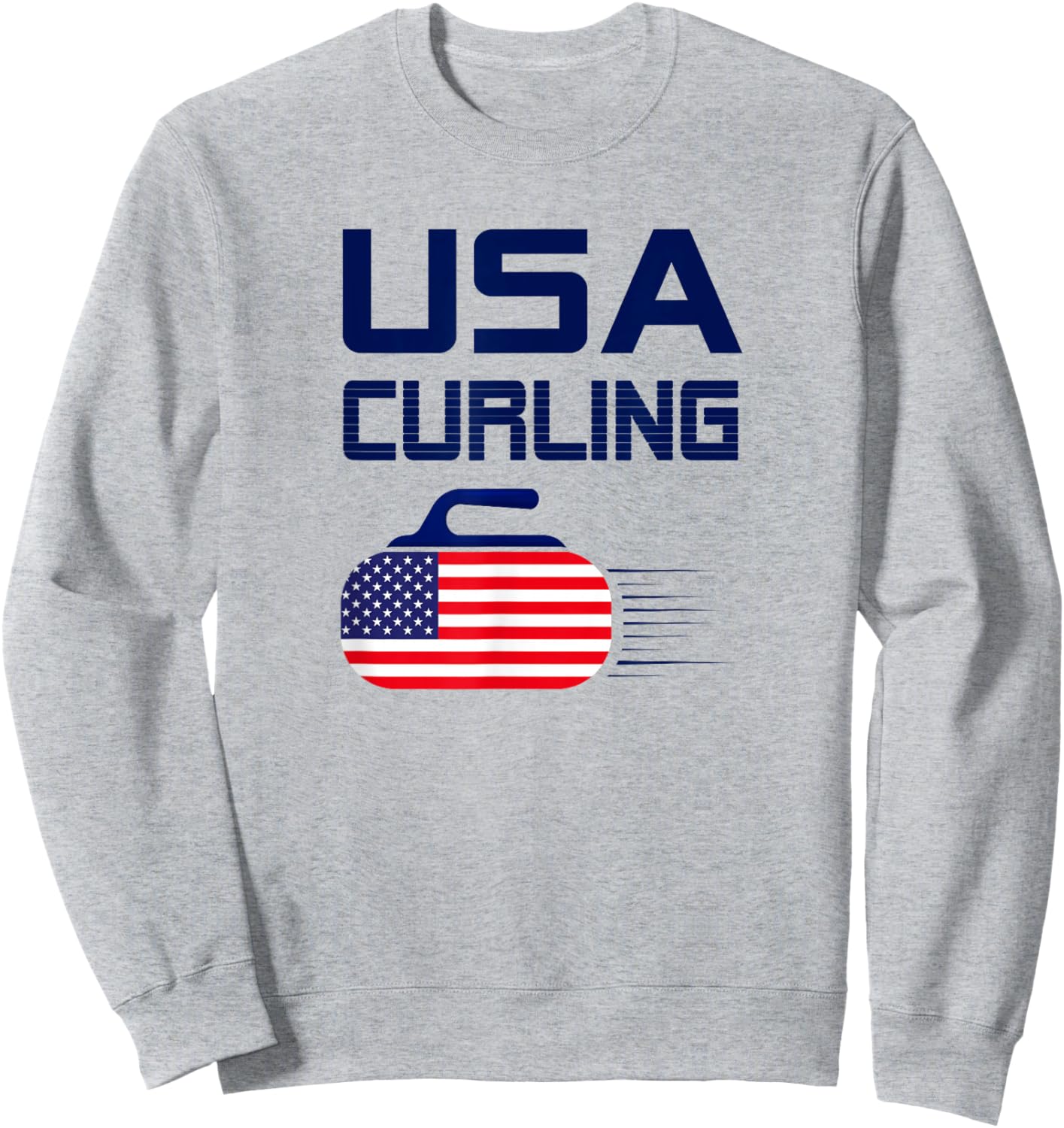 American Flag USA Ice Curling Rock Curler Sweatshirt - Sweatshirt | Ash