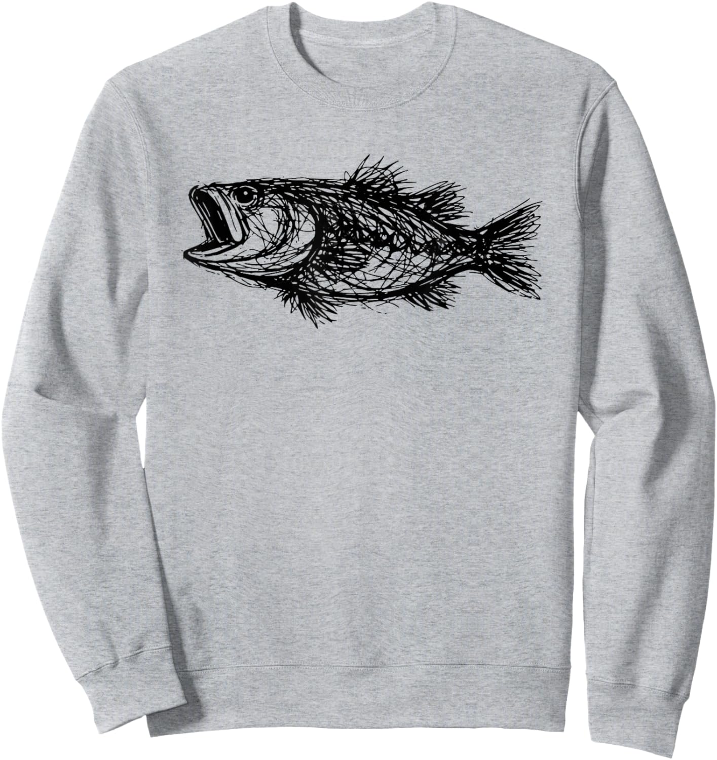 Minimal Line Art Minimalist Abstract Sketch Scribble Bass Sweatshirt - Sweatshirt | Ash