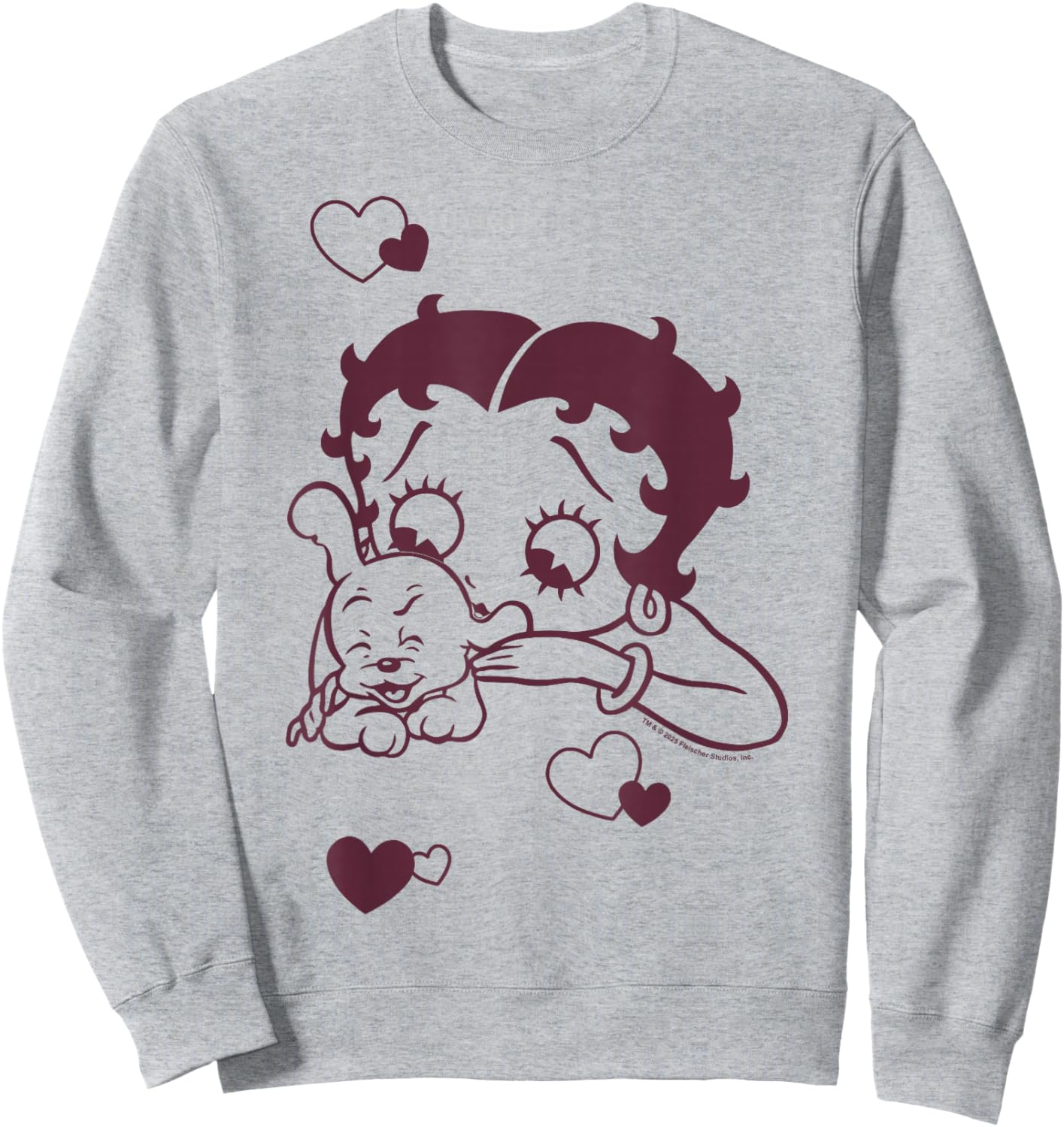 Betty Boop Betty Hugging Pudgy Heart Sweatshirt - Sweatshirt | Ash