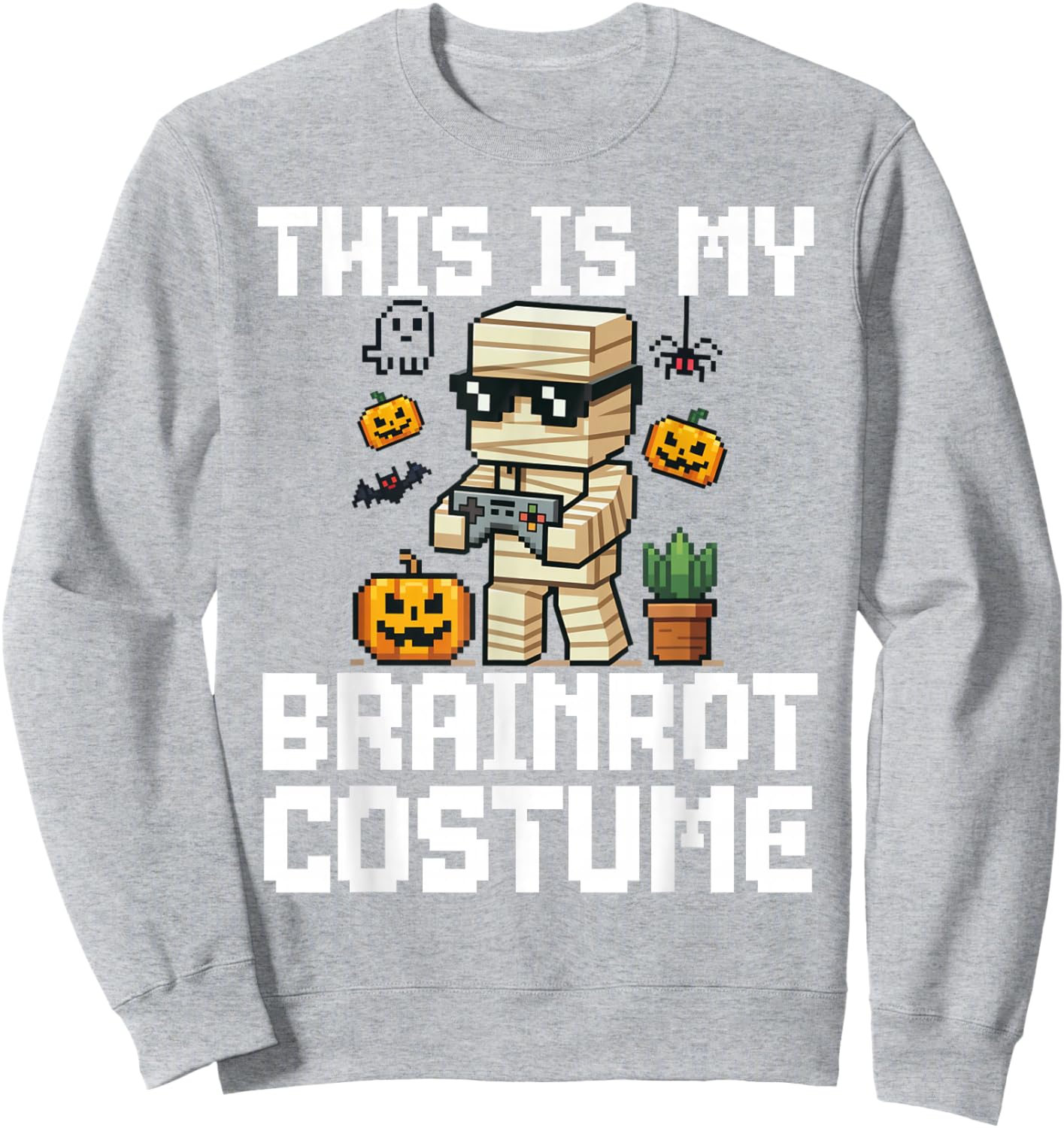 Brainrot Halloween Costume Shirt Kids Zombie Brainrot Gamer Sweatshirt - Sweatshirt | Ash