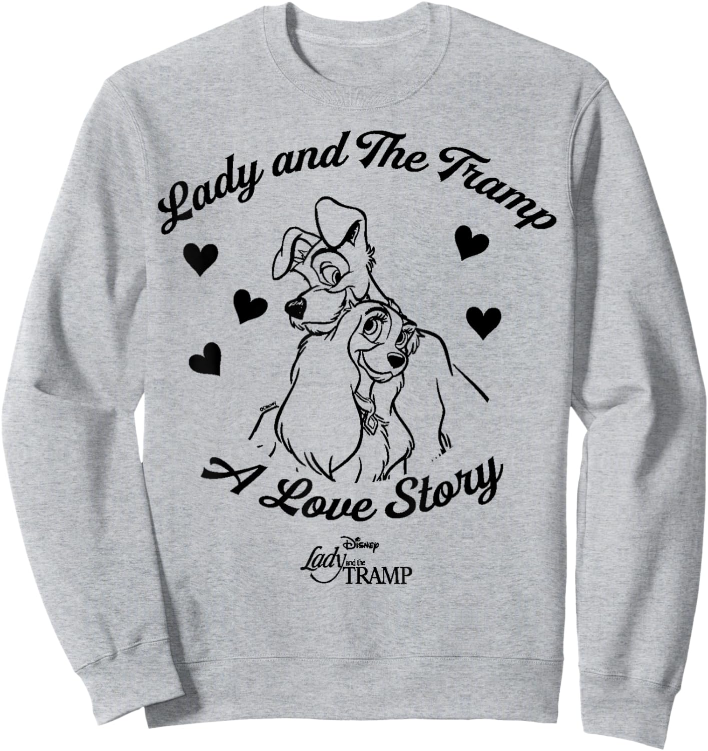 Disney Lady and The Tramp Love Heart Sweatshirt - Sweatshirt | Ash