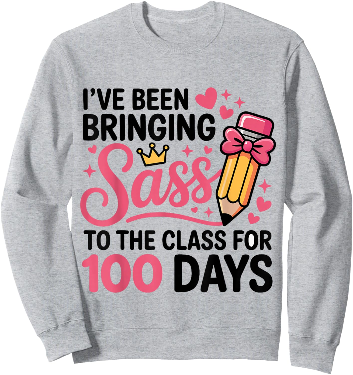 Bringing Sass to The Class for 100 Days of School Bow Girls Sweatshirt - Sweatshirt | Ash
