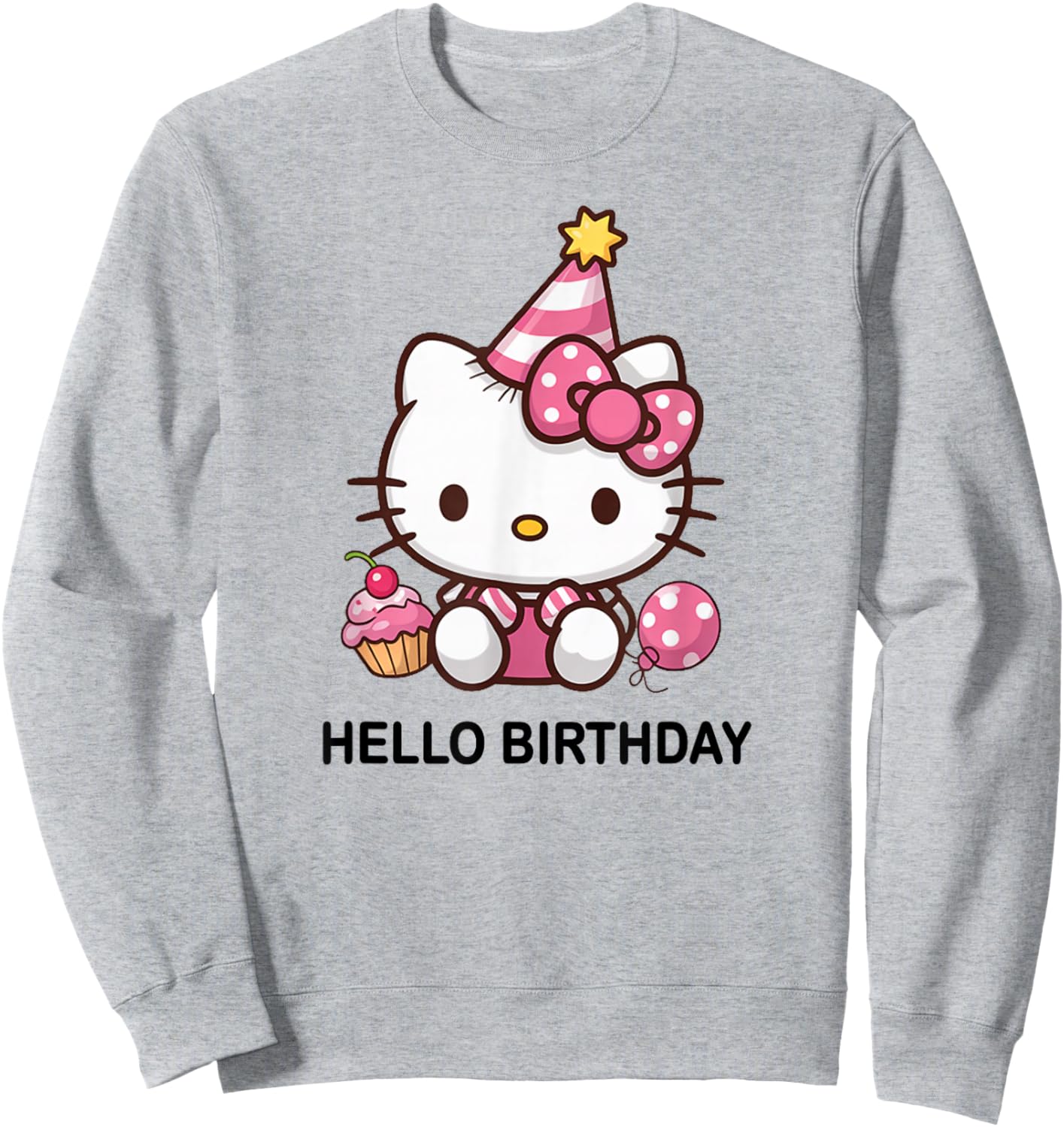 Kitty Birthday Party for Kids Cute Cat Birthday for Girl Sweatshirt - Sweatshirt | Ash