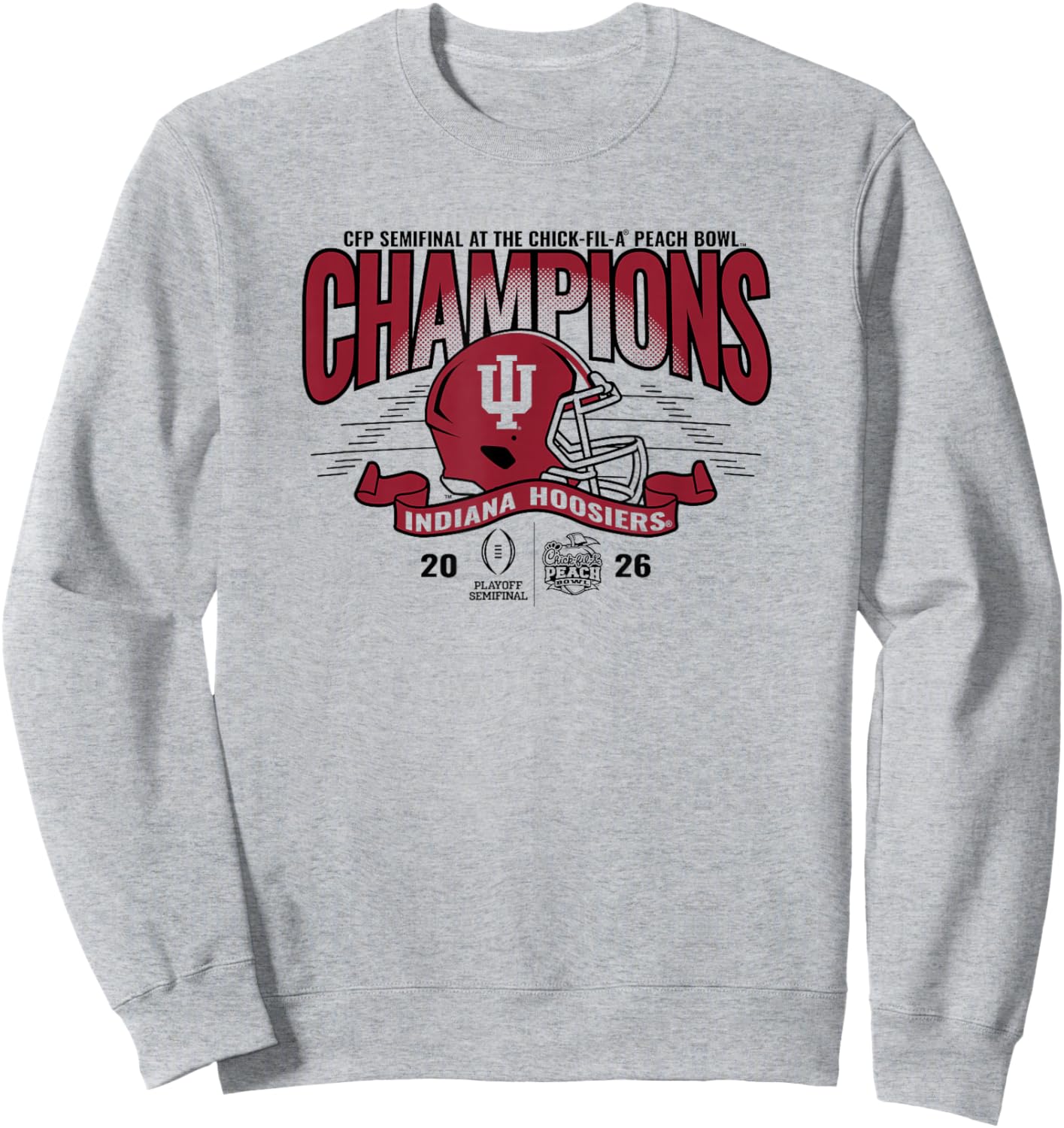 Indiana Hoosiers Peach Bowl Champs 2026 CFP Semifinal White Sweatshirt - Sweatshirt | Ash